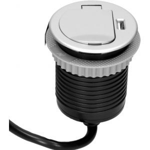 AE-1373(GS) Bloc multiprise r&eacute;tractable 1 prise + 1 port USB 3680 W 1,8 m (Argent) - Neuf