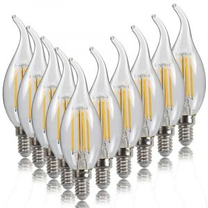 LUGH-C35L-Cold WhiteAmpoule LED E14 6W 4W 2W AC220/240V,bougie à Filament C35 Edison,ampoule en verre rétro Antique Style Vintage,blanc froid chaud,10 pièces - Neuf
