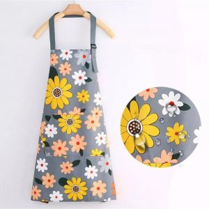 Tablier De Cuisine À Imprimé Floral,Résistant À L'huile,Sans Manches,Imperméable,Anti-Salissure,Smock De Cuisine.Sunflower Blue. - Neuf