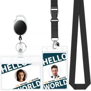 2 Paquet Porte Badge Vertical et Horizontal avec Mousqueton Rétractable Lanière Détachable Etui de Protection de Carte étanche en Plastique Transparent pour le Bureau, l'école et l'infirmière - Neuf