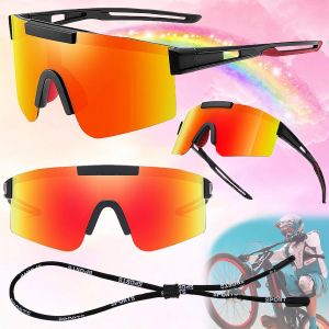 Lunettes De Cyclisme, Cyclisme Lunettes De Sport Miroir, Sport Lunettes De Soleil Hommes Femmes, Lunettes De V&eacute;lo Ajustables, Lunette Velo Route, Bike Goggles, Pour Courir Et P&ecirc;cher[Z670] - Neuf
