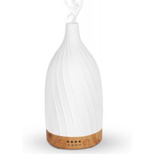JGD-Diffuseur d'huiles Essentielles en C&eacute;ramique Blanche, Ultrasonique Humidificateur Diffuseur Aromath&eacute;rapie Electrique, Ar&ocirc;me Parfum Electrique avec 7 Couleurs Lumi&egrave;res LED,pour Chambre/Yoga 100ml - Neuf