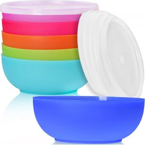 Neo Bol Plastique 6 X 14 Cm/500 Ml-Couleur-Avec Couvercle-Bol Petit Dejeuner-Bol Bebe - Neuf