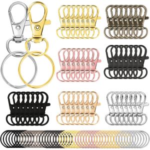 MEVRONISSHOP-100Pcs Attache Porte Cl&eacute;(50 Mousqueton Porte Cl&eacute;, 50 Anneaux de Porte Cl&eacute;) Mousquetons Porte-Cl&eacute;s Fermoirs Mousquetons pour Bijoux, Loisirs Cr&eacute;atifs - Neuf