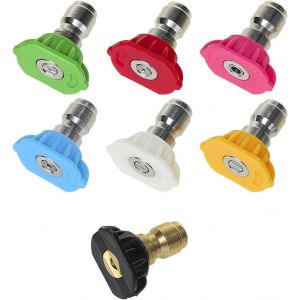 MEVRONISSHOP-Lot de 7 Embouts de Buse de Pulv&eacute;risation pour Laveuse &agrave; Pression,Buse turbo pour Nettoyeur Haute Pression,Buse Turbo Rotative,Ensemble d'accessoires pour Nettoyeur Haute Pression,Buse R - Neuf