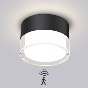 Kal-Spots De Plafond Avec Détecteur De Mouvement, Spot Plafond Led 12w 960lm 4000k 230v, Plafonnier Pour Terrasse En Aluminium, Rond Ø10cm, Pour Couloir, Cages D'escalier, Garages, Débarras - Neuf