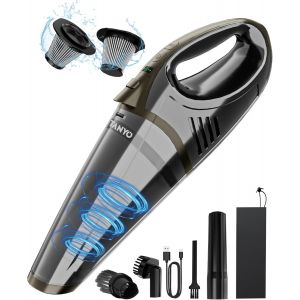 Aspirateur Voiture Puissant sans Fil, 15000PA 10000PA 2 Vitesses Mini Aspirateur à Main avec LED, Rechargeable Aspirateur de Table Sec et Humide pour Le Nettoyage de la Voiture et de la Maison - Neuf