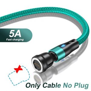 Aufu-Câble Magnétique De Type C 5a Pour Samsung S21, Huawei P30, Charge Rapide, Fil De Chargeur Pour Iphone, Xiaomi, Micro Usb, Données.Only Cable Green.1m - Neuf
