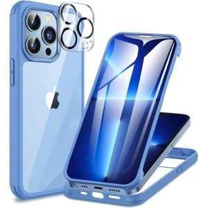 TRAHOO-Coque iPhone 13 Pro Max, avec Protection écran Verre Trempé et Protecteur Caméra [9H HD] 360° Antichoc Housse Double Face Téléphone Case Intégrale Etui pour iPhone 13 Pro Max - Sierra Bleu - Neuf