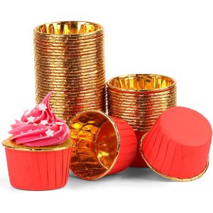 Jexnovashop-100 Pi&egrave;ces Caissettes Cupcake, Caissettes Papier Muffins Moule, Caissettes De P&acirc;tisserie, Caissettes De D&eacute;coration Pour Cupcakes, Muffin Cupcake Pour G&acirc;teaux, Dessert, P&acirc;tisseries (6# Rou - Neuf