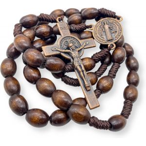 Store Corde Chapelet Catholique Avec Placage Crois&eacute; Bronze, Grande, Bronze, Zinc, Corde, Pas De Pierre Pr&eacute;cieuse - Neuf