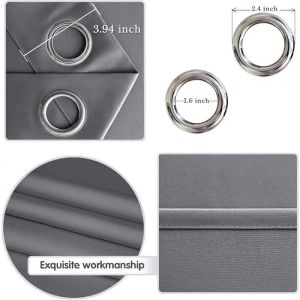 Rideau S&eacute;paration Gris Occultant Rideau Isolant Thermique &Agrave; Oeillets L254xh243 Cm Brise-Bise 254l X 243h Cm (1 Mul Store De Fenetre - Neuf