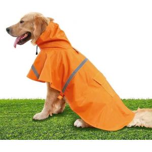 Imperm&eacute;able &Eacute;l&eacute;gant Pour Chien Orange &iquest; Poncho &Agrave; Capuche Imperm&eacute;able R&eacute;glable Avec Bandes R&eacute;fl&eacute;chissantes Et Sac &Agrave; Collation Pour Petits Chiens - Neuf
