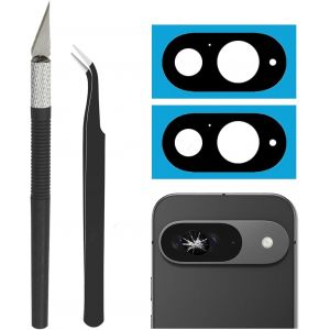 KAL-Lot De 2 Lentilles De Rechange Pour Appareil Photo Arrière Google Pixel 9 Avec Adhésif Pré-Installé Et Kit D'Outils De Réparation - Neuf