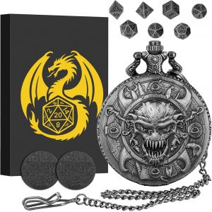 Chenquansarl-Lot De Mini Dés Dnd Avec Coquille De Montre De Poche Crâne, 7 Pièces Dés, Jeu De Dés D&d En Métal Polyédrique, Cadeaux Dnd Avec Boîte Cadeau, Accessoires De Jeux De Société De Rôle, Arge - Neuf