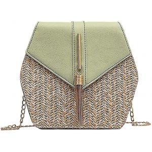 2025 - Sac bandouli&egrave;re en paille pour femme, sac &agrave; bandouli&egrave;re rond tiss&eacute;, fourre-tout d'&eacute;t&eacute; pour la plage, sac &agrave; main - Neuf