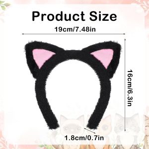 Lot De 2 Bandeaux À Cheveux Avec Oreilles De Chat En Peluche Douce Pour Halloween, Cosplay, Fête Costumée, Accessoires Pour Cheveux, Soins De La Peau, Maquillage, Lavage Du Visage - Neuf