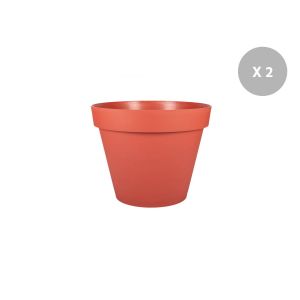 Lot De 2 Pots De Fleur Rond Toscane &Oslash; 60 X H.47 Cm - Orange Terre Battue - Eda - Neuf