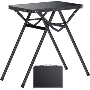 Ulteronixshop-Table De Camping Pliante 60 X 40 Cm Avec 3 Hauteurs R&eacute;glables Table De Grillade Pliable Structure En X Cadre En Aluminium Table De Pique-Nique Portable Pour Ext&eacute;rieur/Int&eacute;rieur- Noir - Neuf