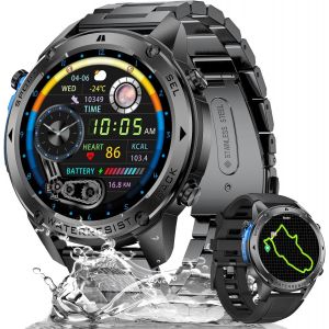 Checarzhn--No1-Dm2 Montre Connectée Homme Avec Gps/Boussole/Baromètre, Pression/Altimètre, 1,43"" Écran Amoled Étanche 5 Atm, 170 Modes Sportifs, Smartwatch Pour Android Ios - Neuf
