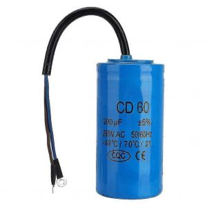 Condensateur de démarrage,condensateur de fonctionnement du moteur 200uf,condensateur microfarad avec fil pour compresseur d'air moteur Cd60 250v Ac 200uf 50 / 60hz - Neuf
