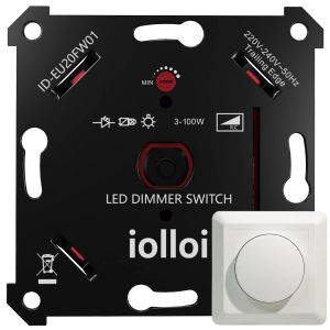 Kal-Interrupteur Variateur D'intensité Led 5U2013100 W - Boîtes Encastrées - Variateur Rotatif Pour Ampoules Led/Halogènes À Intensité Variable (Avec Couvercle/Sans Griffes De Serrage, Led 100 W) - Neuf