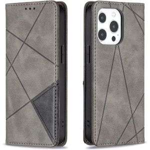 Mdy-Coque Pour Iphone 13 Pro (6,1 Pouces), Housse Portefeuille En Cuir Etui De Protection Avec Slim Tpu Silicone Bumper Magnétique Flip Case, Porte Cartes Avec Fonction Support Cover (Gris) - Neuf