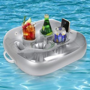 Cap-Porte-Gobelet Gonflable Pour Piscine, 6 Trous, Porte-Boisson Gonflable, Support De Bière Flottant, Bar De Piscine, Grande Capacité, Sous-Verres Flottants Pour L'été - Neuf