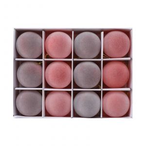 12pc Vintage Incassable Velours Floqu&eacute; Arbre de No&euml;l boules, Compatible avec la soir&eacute;e de No&euml;l, D&eacute;coration - Neuf