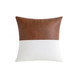 Housse De Coussin Patchwork &Agrave; Rayures En Similicuir Pour Une D&eacute;coration De Style Champ&ecirc;tre, 45 X 45 Cm, Couleurs Vari&eacute;es - Neuf