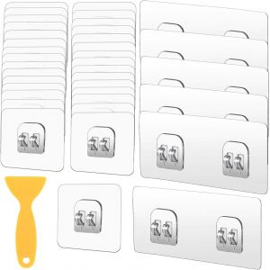 MEVRONISSHOP-36 Pi&egrave;ces Crochets Adh&eacute;sifs pour Etag&egrave;re,sans Per&ccedil;age Crochets Auto-adh&eacute;sifs de Rechange Transparent pour &eacute;tag&egrave;re de Douche pour Cuisine et Salle de Bain - Neuf