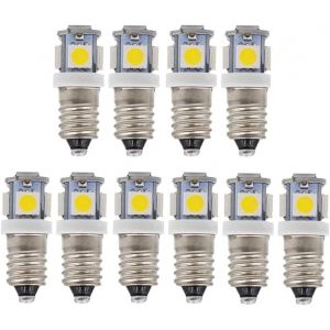 Kal-Lot De 10 Ampoules Led E10 9 V Blanc Froid 5smd 0,5 W (Blanc Froid, 9 V) - Neuf
