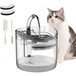 Fontaine À Eau Pour Chat, Fontaine Chat 1.8l, Transparent Distributeur Eau Pour Chat Chien Avec 2 Modes D'eau Intelligents, 2 Filtres De Rechange, 2 Brosses De Nettoyage (Transparent) - Neuf