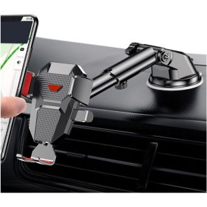 CHENG-Support De Téléphone De Voiture à Ventouse, 360° Rotation Support Voiture Réglable, Porte Telephone Voiture Grille Aération, Universel Pare-Brise Support Téléphone Voitures(Rouge) - Neuf