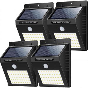 Lampe Solaire D'ext&eacute;rieur [40 Led - Lot De 4], Lampe Solaire &Eacute;tanche Avec D&eacute;tecteur De Mouvement, &Eacute;clairage De S&eacute;curit&eacute; Sans Fil, 3 Modes, Lampe Murale Intelligente - Neuf