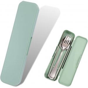 SJZG-1Pcs Couverts Portable De Voyage, &Eacute;tui De Rangement Pour Ustensiles De Voyage, Fourchette, Cuill&egrave;re, Baguettes, Sac &Agrave; D&eacute;jeuner, Ustensiles Pour Camping &iquest;20 * 5 * 2.5Cm&iquest;(Vert) - Neuf