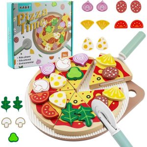 Eryi-Ensemble De Pizzas En Bois, Accessoires De Cuisine Pour Enfants, Pizzas En Bois, Cuisine Jouet, Jeu De Rôle Éducatif, Jouet D'apprentissage, Cadeau Pour Enfants De 3 À 8 Ans - Neuf