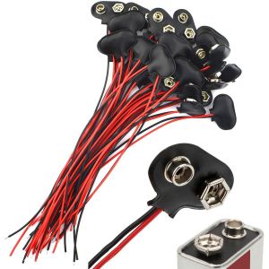 30pcs Type T Connecteurs Pile 9V Cuir AVCE Fil 15cm pour Bande LED Lumières de Jouets Outil d'éclairage Télécommande Petits Produits Electroniques - Neuf