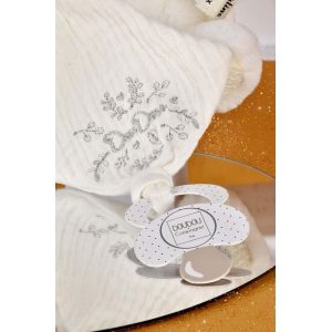 Pantin Attache-Sucette Ours BLANC-Doudou Peluche Bébé Tout Doux avec Mouchoir-Idée Cadeau Naissance Fille Garçon-Garantie Doudou Perdu-Collection 25 Ans-DC4340 - Neuf