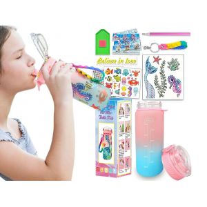 Kit De Gourde Sir&egrave;ne &Agrave; Faire Soi-M&ecirc;me Avec Autocollants Et Porte-Cl&eacute;s - 600 Ml, Sans Bpa, &Eacute;tanche - Neuf