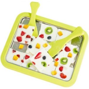 KALANKA-Machine &agrave; Cr&egrave;me Glac&eacute;e Instantan&eacute;e, Ice roll plaque, Plaque pour glace roul&eacute;e, Appareil &agrave; Glace DIY avec 2 Spatules, Plaque &agrave; Glace Roul&eacute;e pour La Fabrication De Cr&egrave;me Glac&eacute;e (Green, 1) - Neuf