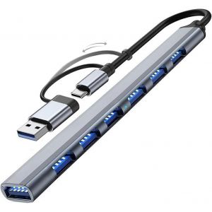 Hub USB 3.0 avec 7 ports,VIENON Aluminium Hub USB C vers USB 3.0 pour MacBook,Mac Pro/Mini,iMac,Ps4,PS5,Surface Pro - Neuf