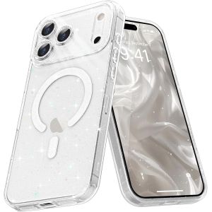 LORANKA-Coque Magn&eacute;tique pour iPhone 17 Pro Etui &agrave; Paillettes Brillant Compatible avec MagSafe Charge sans Fil Housse de Protection Antichoc pour Appareil Photo Glitter Silicone Souple,Transparent - Neuf