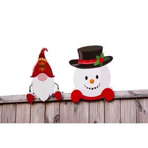 Lot de 2 d&eacute;corations de No&euml;l en m&eacute;tal pour cl&ocirc;ture ext&eacute;rieure, id&eacute;ales pour les f&ecirc;tes de fin d'ann&eacute;e dans le jardin. - Neuf