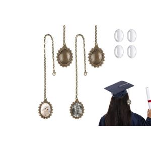 Ensemble de 4 breloques photo pour chapeau de remise de dipl&ocirc;me - D&eacute;coration de pompon comm&eacute;morative pour les dipl&ocirc;m&eacute;s de 2024 - Neuf