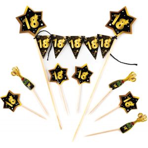 Deco anniversaire 18 ans decoration de gateau noir/dor&iquest;&iquest; - D&iquest;&iquest;coration e pour un 18 ans anniversaire garcon et fille - Neuf