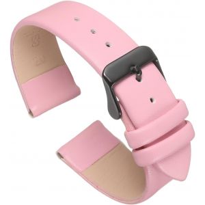 Kal-Bracelet En Cuir V&eacute;ritable Rose 20mm De Largeur, Bande De Montre Plate Et Mince En Cuir &Eacute;l&eacute;gant Avec Boucle Noire Pour Hommes Et Femmes - Neuf