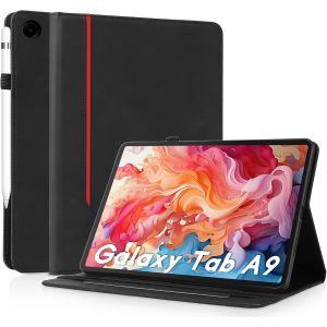 Eryi-Coque Pour Samsung Galaxy Tab A9 8.7 Pouces 2023 Sm-X110/X115/X117 - Étui Housse De Protection Cuir Pu Avec Fonction Support/Portefeuille Coque Tablette (Noir) - Neuf