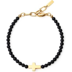 Eryi-Bracelet Onyx Mat Croix Homme - Neuf