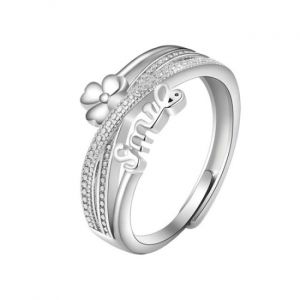 Bague Anti-Stress Fleur Sourire R&eacute;glable Argent - Neuf